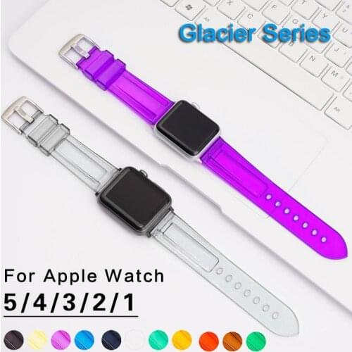 TPU Resin Watch Strap For Apple Watch Band Series 5/4/3/2 Glacier Transparent band for iwatch 38mm 42mm bracelet 40 44mm