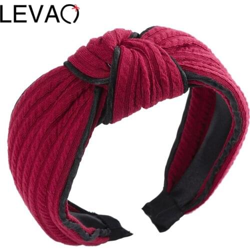 LEVAO Women Headband Knotted Solid Color Hairbands For Women Top Knotted Girls Hair Band Female Hair Accessories Head Hoop Bezel