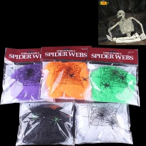 Halloween Scary Party Scene Props pider Silky Cotton Web Cobweb Horror Halloween Bar Haunted House Decor