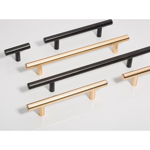 Cupboard Handles Modern Minimalist American Cabinet Door Handle Nordic Light Luxury Wardrobe Gold Black Cabinet Drawer T-hole