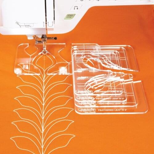 Feathered Leaf Template 4 feather leaf templates and1 template of 4 finials for domestic sewing machine #QR-FL5T #1 set =5pcs
