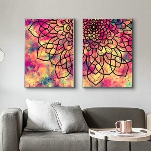 Nordic Modern Colorful Pink Mandala Painting Pattern Canvas Painting Poster Wall Art Print Printing Modern Living Room Home Deco