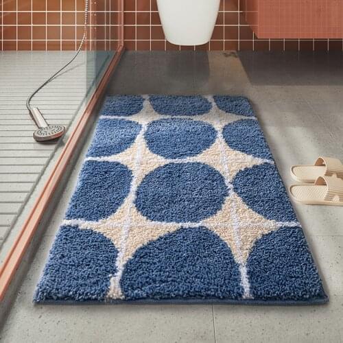 Nordic Plaid Bathmat Fluffy Rug Flocking Tub Side Mat Carpet Bathroom Door Floor Anti Slip Doormat Home Decor
