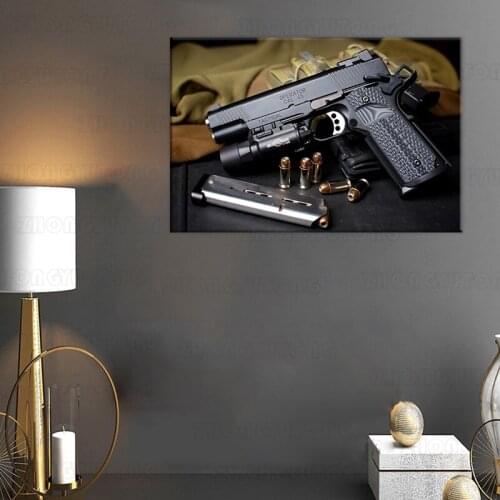 Springfield Beretta with Surefire Germany CO2 Pistol BB Air Gun Pistol Cal.45 Weapon Military Canvas POSTER Decorative Painting