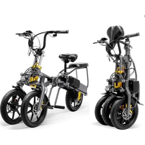 3 Wheel Electric Bicycle E Bike Scooter One Key Folding 14 Inch Tire Aluminum Alloy Frame Lithium Battery Special Design