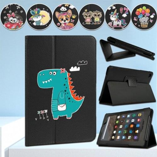 For Amazon Fire 7(5th/7th/9th) /HD 8 (6th/7th/8th) /HD10 (5/7/9th Gen) Cute Cartoon Pattern Back Suppor Tablet Protective Case