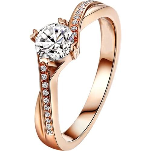 Twisted Real 925 Sterling Silver Rings for Women Rose Gold Jewelry Luxury Engagement Wedding Party Exquisite Elegant Charming