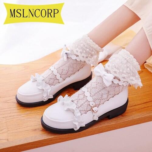 Big Size 34-43 Loli Sweet Shoes Platform Round Head Thick Heel Women Shoe Kawaii Shoes Cosplay Mary Jane Shoes Non Slip Footwear