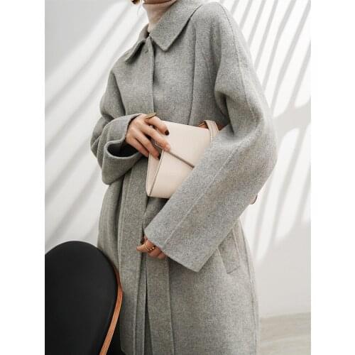 2021 new winter double faced woolen coat womens middle long short woolen loose woolen coat autumn