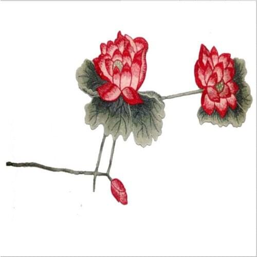 1 piece 55 x 23 cm Lotus Lace Applique Trim for Dress Garment Apparel Sewing On Lace Fabric Cusack