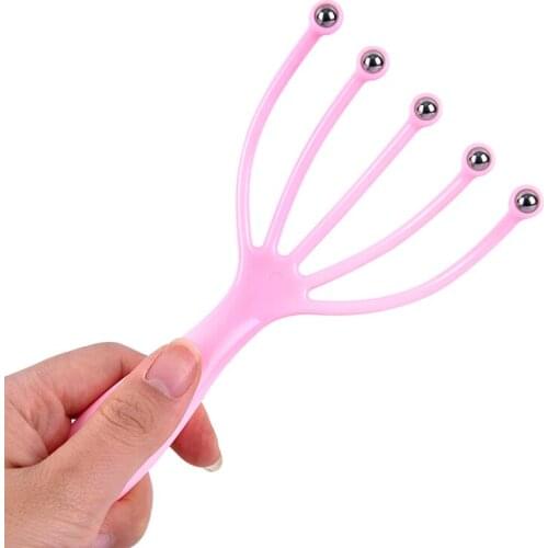 1Pc Five Finger Relax Massager Head Hair SPA Scalp Neck Stress Release Head Physician Steel Ball Massage Relaxation 2 Color