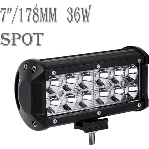 1PC Waterproof LED Light Bar 36W 7inch 178mm Spot/Flood LED Work Lamp Offroad Fog Light