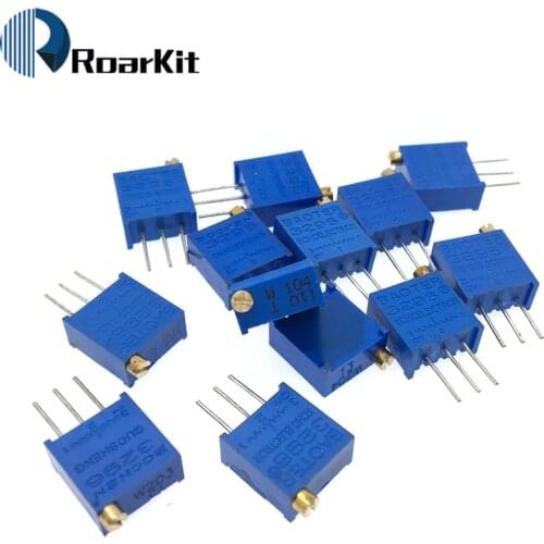 5pcs 3296W 10 50 100 200 500 ohm 1K 2K 5K 10K 20K 50K 100K 200K 500K 1M 2M ohm 103 100R 200R 500R Trimpot Trimmer Potentiometer