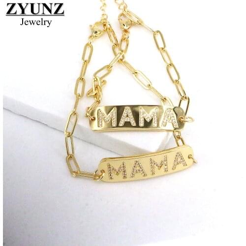 10PCS, Gold Mama Letters Chain Link Bracelet Love Mom Bangle Mothers Day Mama Gifts Female Family Jewelry Pulseras