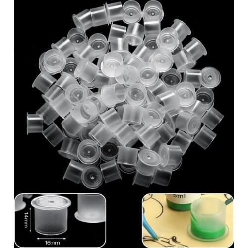 100pcs for Tattoo Ink Cups Container Plastic Transparent Small Number Permanent Makeup Pigment Caps Tattoos Ink Cup Clear Holder