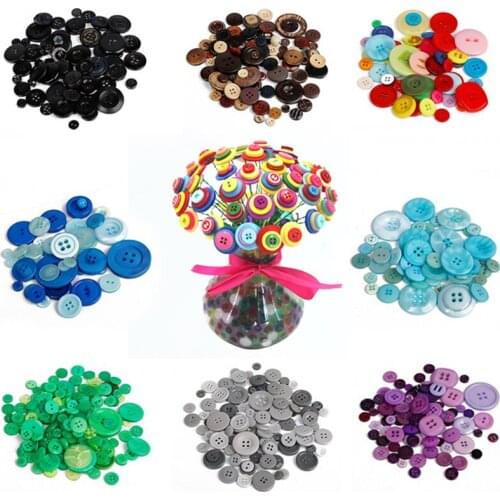 100pcs Mixed Color Resin Buttons Vintage Plastic Buttons For DIY Crafts Clothing Decor Scrapbooking Garment Sewing Accessories