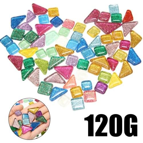 120g Mixed Color Geometric Shapes Glass Mosaic Tiles 4mm Thickness For DIY Crafts Mosaic Making Children Puzzle Stone