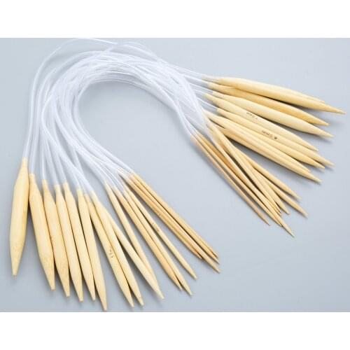 18Pcs Plastic Tube Bleached Bamboo Circular Knitting Needles Crochet Hook for Yarn Weave Craft DIY Hand Sewing Tool 40cm