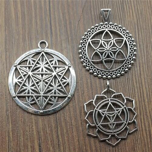 2pcs Charms Mandala Antique Silver Color Mandala Charms Pendant Jewelry Mandala Charms For Jewelry Making