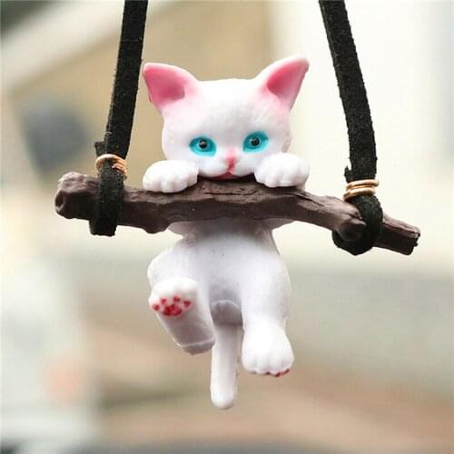 Car Pendant Creative Cute Branch Cat Rearview Mirror Pendant Car Interior Decoration For Girls Car Interior Accessories