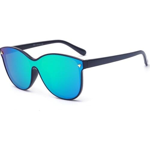 Large frame one-piece reflective sunglasses female personality round face color film sunglasses AS084