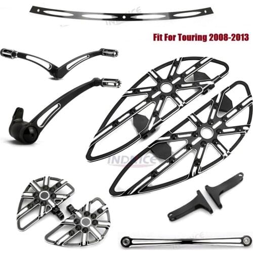 Black gauge front passage floorboards Brake shifter levers Shifter linkage rod Windshield trim For harley 2008-2013 Road King FL