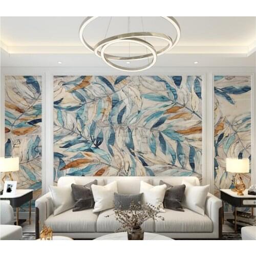 CJSIR Custom Color Vintage Leaves Wallpaper Photo Mural for Living Room Decor Sofa Background Wall Paper Decoration Stickers