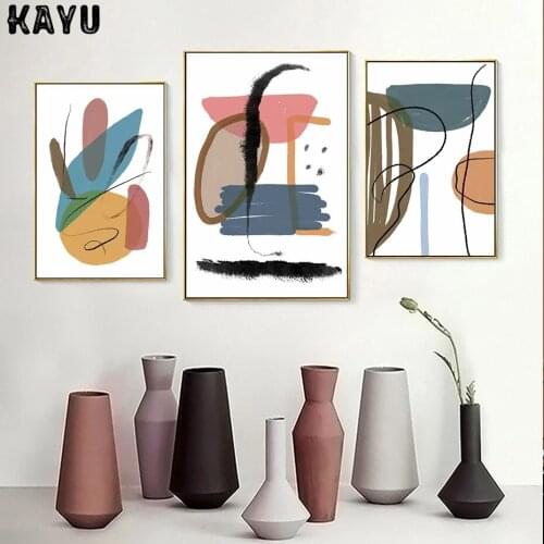 Creative Trendy Texture Abstract Geometric Brush Strokes Canvas Paintings Wall Art Poster Print Picture Living Room Home Decor