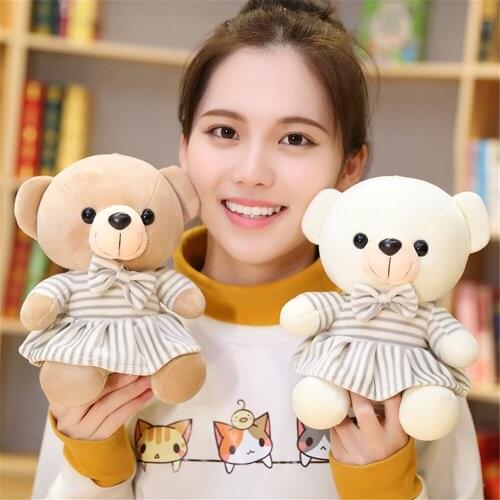 Cute 20cm plush Bear dog With a tie Wearing a skirt Pillow stuffed soft Soothe good quality birthday christmas gift kid lover