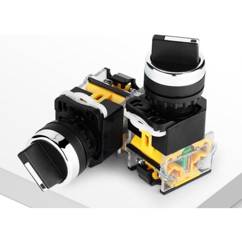 Mounting Hole 22mm LA38-11X2 20X3 Rotary Switch Knob 2/3 Positon Push Button Switch