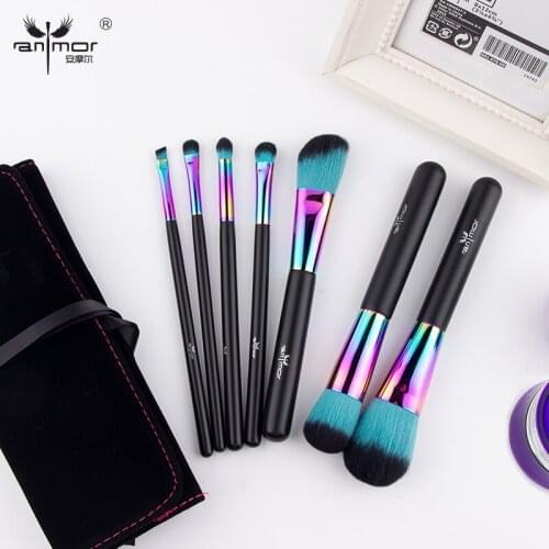 Anmor 7Pcs Makeup Brushes Set Essential Brush For Make up Beauty Synthetic Hair Eyeshadow Blending Concealer Cosmetics Kit