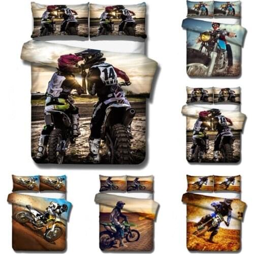 Motocross Locomotive Outdoor Sport Brave Kids Bedding Sets Children Boys Duvet Covers Pillowcases Comforter Cover Bed Linen