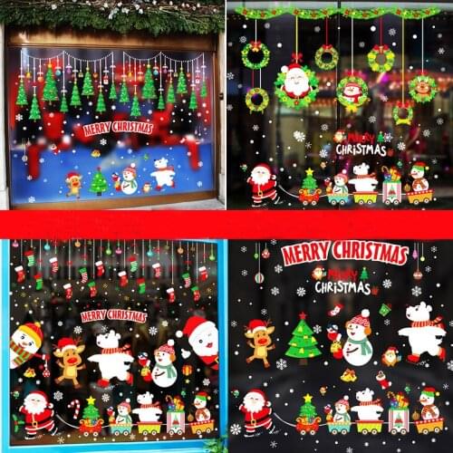 DIY Merry Christmas Wall Stickers Window Glass Festival Decals Santa Murals New Year Christmas Decorations for Home Decor New