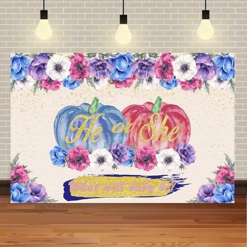 Seekpro Happy Birthday Baby Shower Pumpkin Autumn Gold Glitter Watercolor Fram Flower Party DIY Backdrop Photography Background