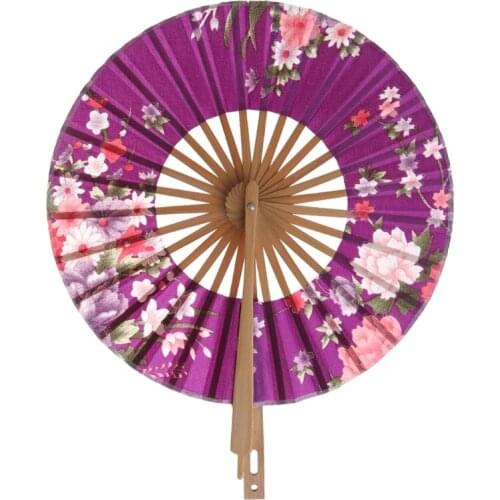 New Japanese Sakura Flower Pocket Folding Hand Fan Round Circle Party Decor Gift