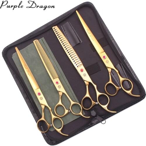 Dog Scissors Grooming Kit 8.0" Purple Dragon Stainless Pet Chunker Scissors Thinning Shears Dog Curved Shears Z3005 Dropshipping