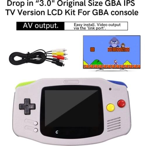 Fit Original housing No cut Drop In GBA 3.0" Original Size IPS screen display GBA backlight LCD TV OUT For Gameboy ADVANCE