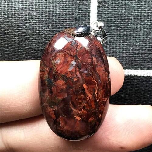 Top Natural Red Pietersite Pendant Jewelry For Woman Lady Man Crystal 32x20x6mm Energy Beads Silver Namibia Oval Stone AAAAA