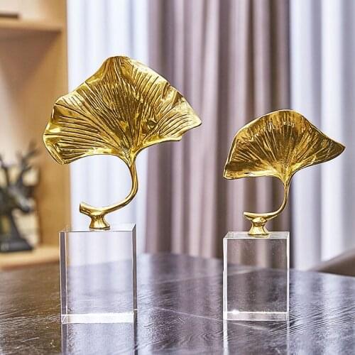 Luxury Creative Gold Ginkgo Biloba Leaf Ornament Crafts Living Room Desktop Home Decoration Accessories