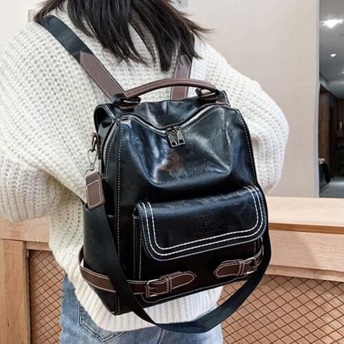 Luxury Retro Designer Backpack Women High Quality Leathe Backpacks School Bags for Girls Large Capacity Travel Backpack Mochila