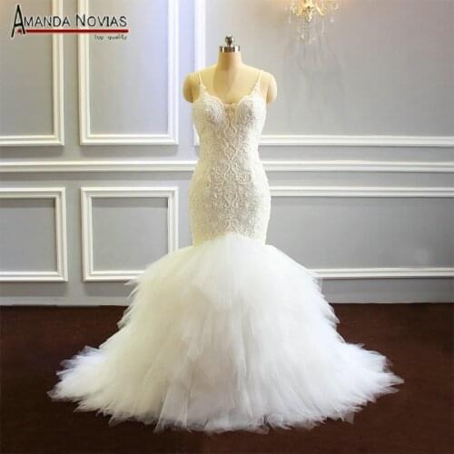 Mermaid Wedding Dresses 2022 Straps Ruffles Bridal Dress Real Work