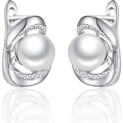 Creative Design 8MM Pearl Earrings for Women Girls Stud Earrings with Pearl Zirconia Gem Stone Fine Jewelry Luxury Gifts