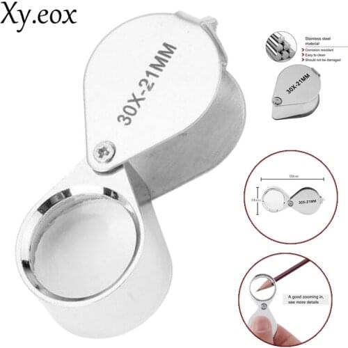 New Metal Folding 30X 21mm Jewelers Eye Loupe Magnifier Pocket Magnifying Glass
