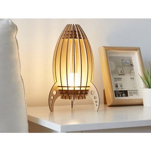 Modern Table Lamps Remote USB Wooden Rocket Shape Bedroom Bedside Lamps Living Room Study Desk Lamps Home Decor Led Night Lights