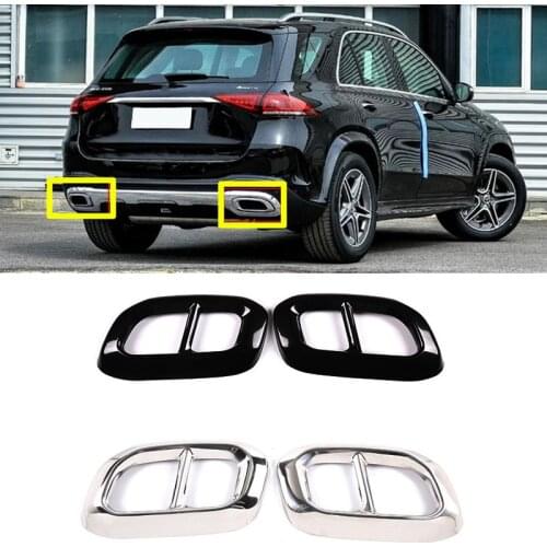 Car Styling ABS Tail Throat Decor Frame For Mercedes Benz GLC GLE W167 GLS Class 2020 Exhaust Pipe Cover Sticker Accessories