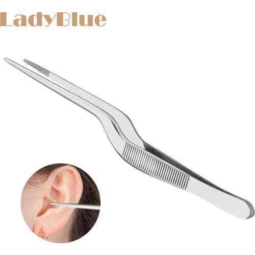 Dental Oral Stainless Steel Curved Tweezer Ear Nose Clip Health Care Makeup Cosmetic Tools Medical Use