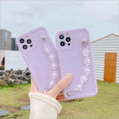 Purple Bracelet Phone Cases For iPhone 12mini 12 Pro Max 11 pro max X XS XR 7 8 Plus SE2020 Flower Chain Soft Cover Shell