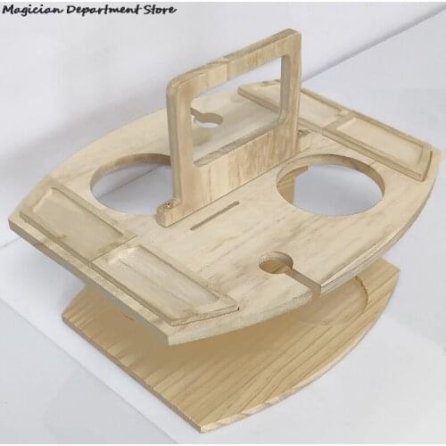 Outdoor Picnic Wine Rack Portable Foldable For Garden Table Camping Double Wine Bottle Holes 2 Goblet Holes Wooden Picnic Table