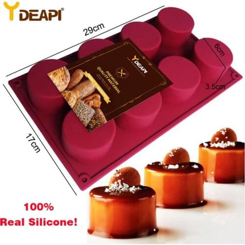 YDEAPI 8 Holes Round Silicone Cake Mold 3D Handmade Cupcake Jelly Cookie Mini Muffin Soap Maker DIY Baking Tools