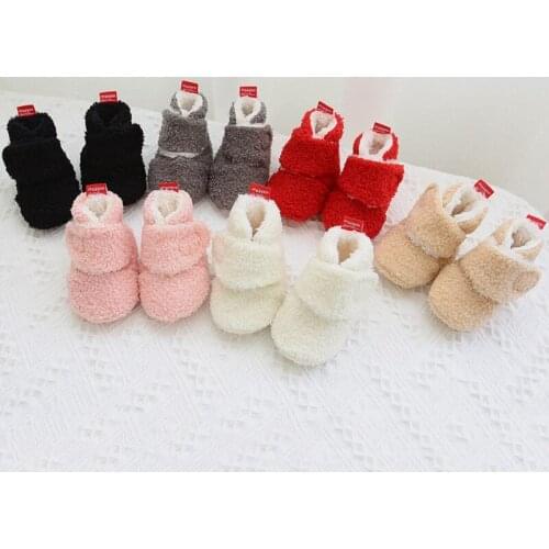 Newborns Baby Boy Girls Snow Boots Winter Shoes Solid Cashmere Plush Patchwork Boots Fashion Soft Bottom Warm Crib Shoes